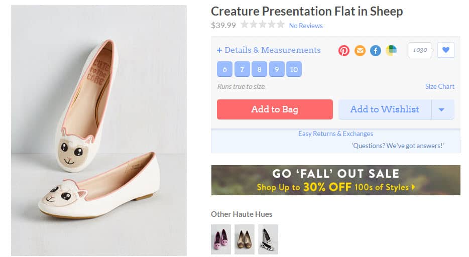 Modcloth product page