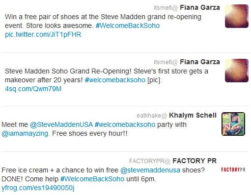Steve Madden using hashtag to promote event