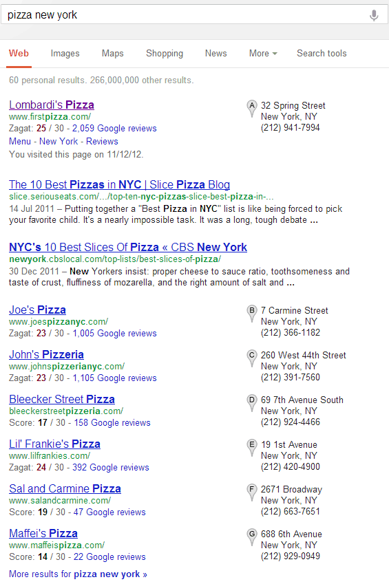 local search results