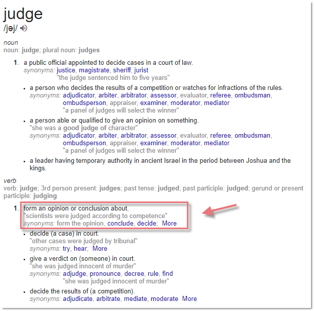 Judge definitions