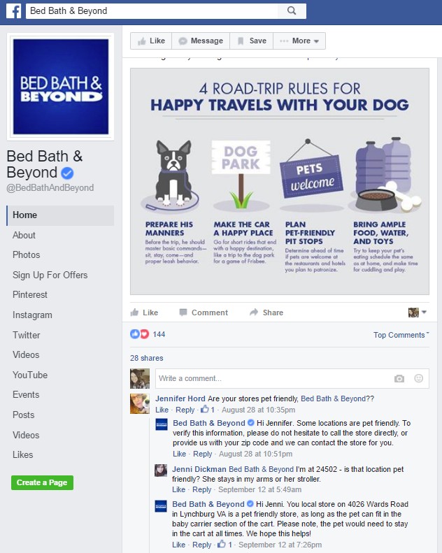 bed bath and beyond facebook