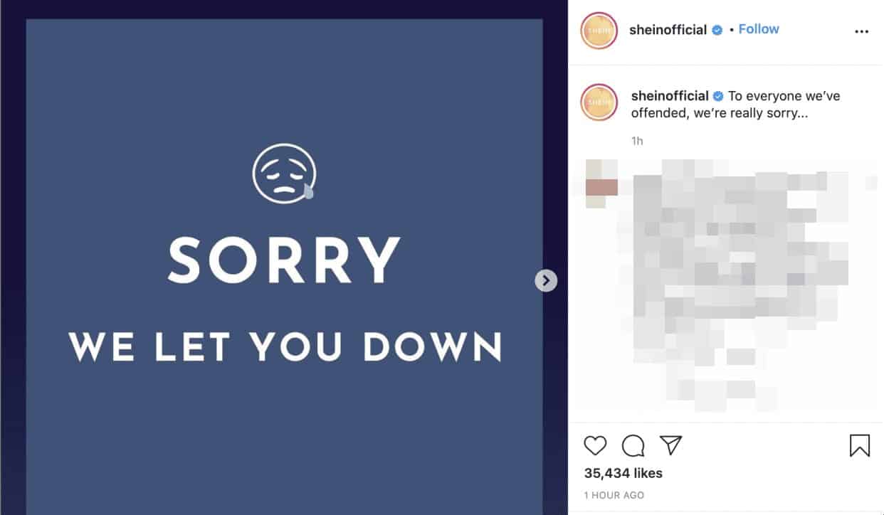Shein criticized Instagram